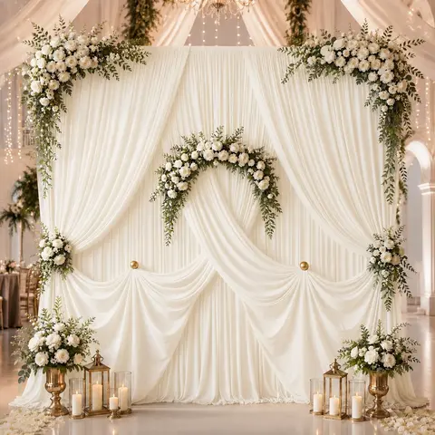 Sohochic 6-Panel Wedding Backdrop Drapes - Wrinkle-Free Polyester Curtains with 7.8in Rod Pocket, Romantic Ethereal Charm Soft Draping Effect, Durable Pleated Fabric for Weddings Bridal Showers, Reusable 5x7ft/5x10ft/5x12ft Festive Party Decoration
