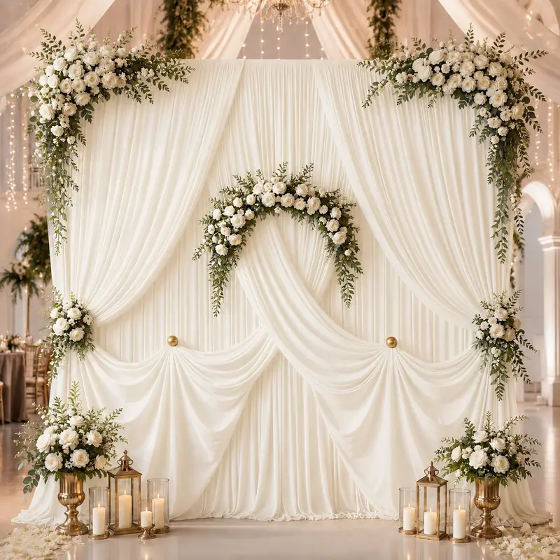 Sohochic 6-Panel Wedding Backdrop Drapes - Wrinkle-Free Polyester Curtains with 7.8in Rod Pocket, Romantic Ethereal Charm Soft Draping Effect, Durable Pleated Fabric for Weddings Bridal Showers, Reusable 5x7ft/5x10ft/5x12ft Festive Party Decoration