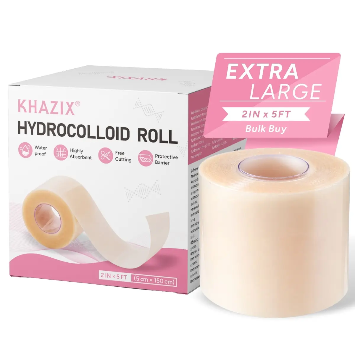 Hydrocolloid Dressing, Wound Care Dressing, Wound Care Bandage, Strong Water Absorption, Freely Cuttable, Body-Fitting, Keeps Wound Clean, One Roll