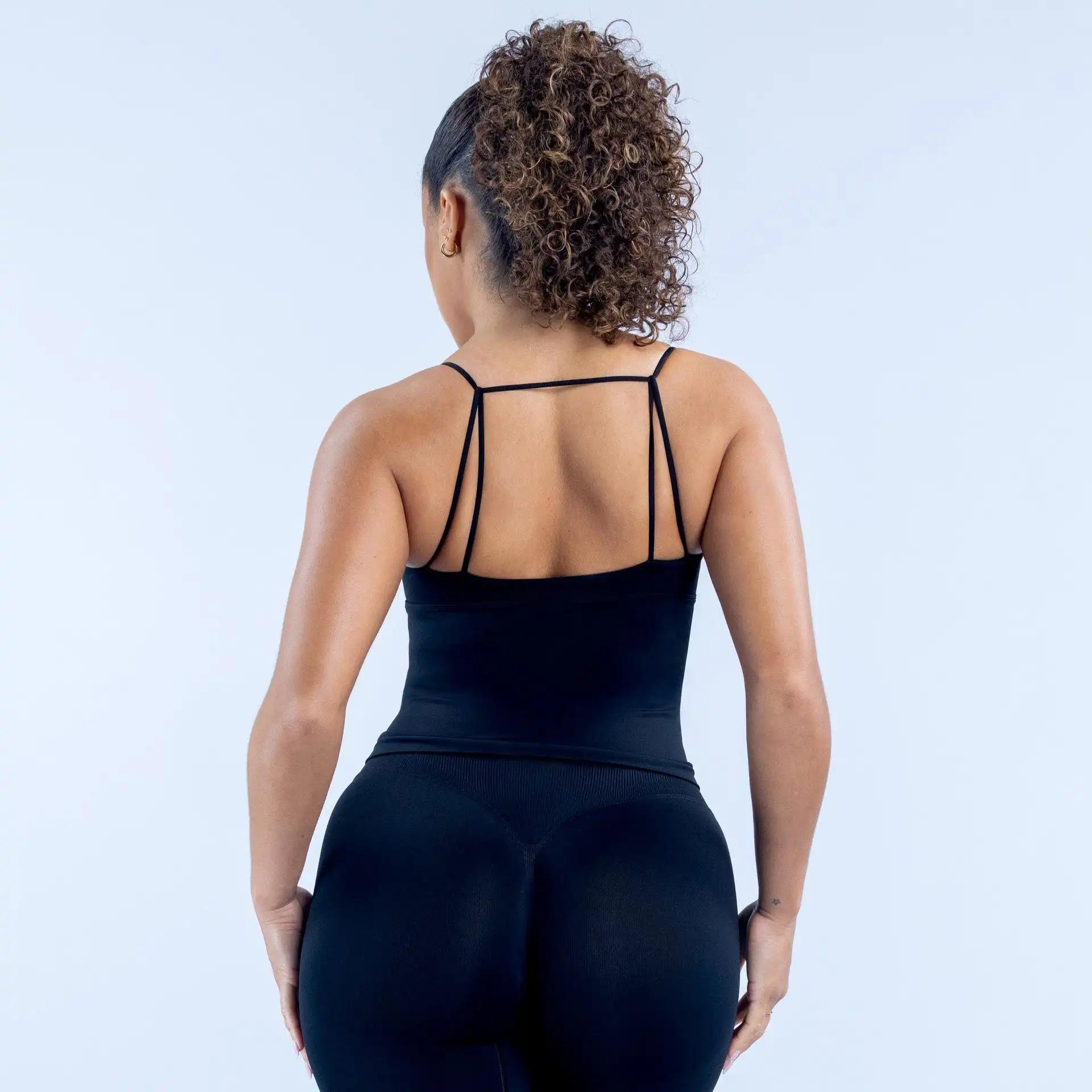 DFYNE New Multi-Way Seamless Yoga Sports Bra Tank Top Halter Strappy Convertible Anti-Slip Running Workout Gym Top