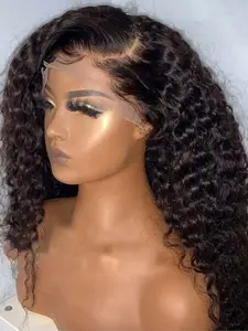 Black -Soft Long 26-Inch 180 Density Kinky Curly 13x4 HD Lace Front Wig, Glueless Heat Resistant Daily Wear, Pre-Plucked All Seasons, Lace Frontal Wig