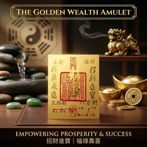 Talisman Charm Card - Taoist Mystic Seal Gold-Engraved Sticker to Attract Wealth & Good Fortune, Self-Adhesive for Phone, Wallet & Home Decor