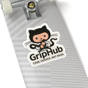Griphub BJJ Sticker GitHub Parody for Jiu-Jitsu Nerds Funny Lapel Grappler Cat Design Laptop & Water Bottle Sticker for Brazilian Jiu-Jitsu