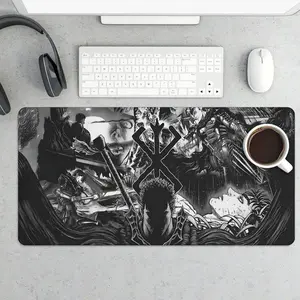 Japanese Classic Dark Manga Anime Black Armor Swordsman Gaming Mouse Pad for Themed Gamer Setup Single Piece Dedicated Surface Enhances Gaming Experience
