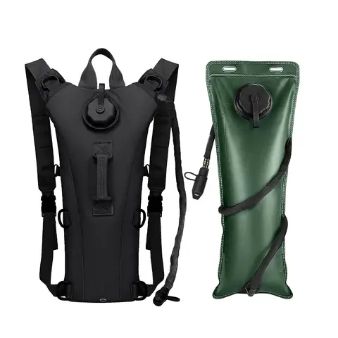 Unisex Outdoor Tactical Hydration Backpack with 3L Water Bag, Adjustable Straps, Chest & Waist Straps, Dual Zips, Lightweight Multifunctional Design, Breathable Soft Back Panel for Hiking, Running, Ideal Duffel Bag Gift