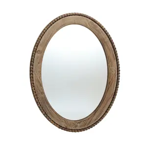 LuxenHome Alisson Wood Framed 32-Inch Oval Wall Mirror