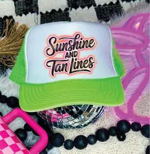 Sunshine and Tan Lines -Neon Green and White Unisex Foam Trucker HAT
