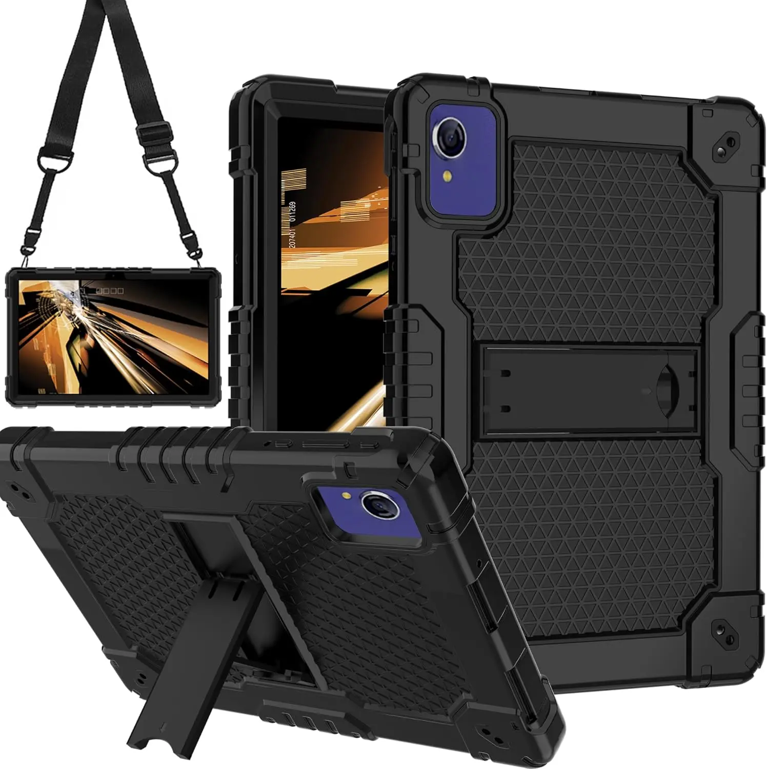 Doemoil Case for Pritom Tab 10 Lite Tablet/TECLAST P26T/TECLAST P25T/Wetap M10 10.1 inch Tablet Hybrid Shockproof Protective Case Hard Shell Built in Kickstand Shoulder Strap