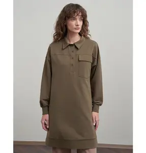 Modest Muslim Women's Quarter Buttoned Tunic - 52352 Green