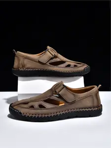 Men's Outdoor Non-slip Breathable Casual Shoes Summer Hand-stitched Soft Sole Closed-toe Sandals
