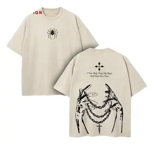 Kurapika Chain of Judgement Acid Washed T-Shirt – Hunter Anime Double Print Graphic Tee, Oversized Lightweight Cotton Streetwear Shirt, Anime Fan Gift