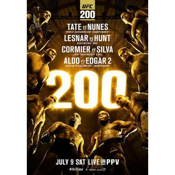 UFC 200 Official EventPOSTER UNFRAMED  (Tate vs. Nunes, Lesnar vs. Hunt, ++) Las Vegas