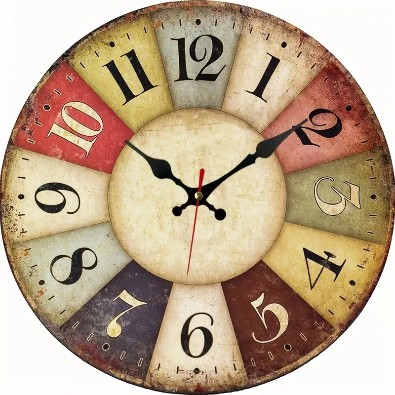 A Round 10 Inch Wall Clock with a Vintage European Design, Featuring Large, Easy-To-Read Numbers And a Silent Mechanism Without Ticking