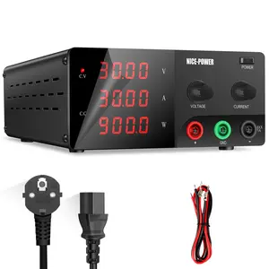 Nice-Power Adjustable Dc Power Supply 30v 30a 900w, High Power Desktop Power Supply with Encoder Knob and Output Switch, Lab Power Supply