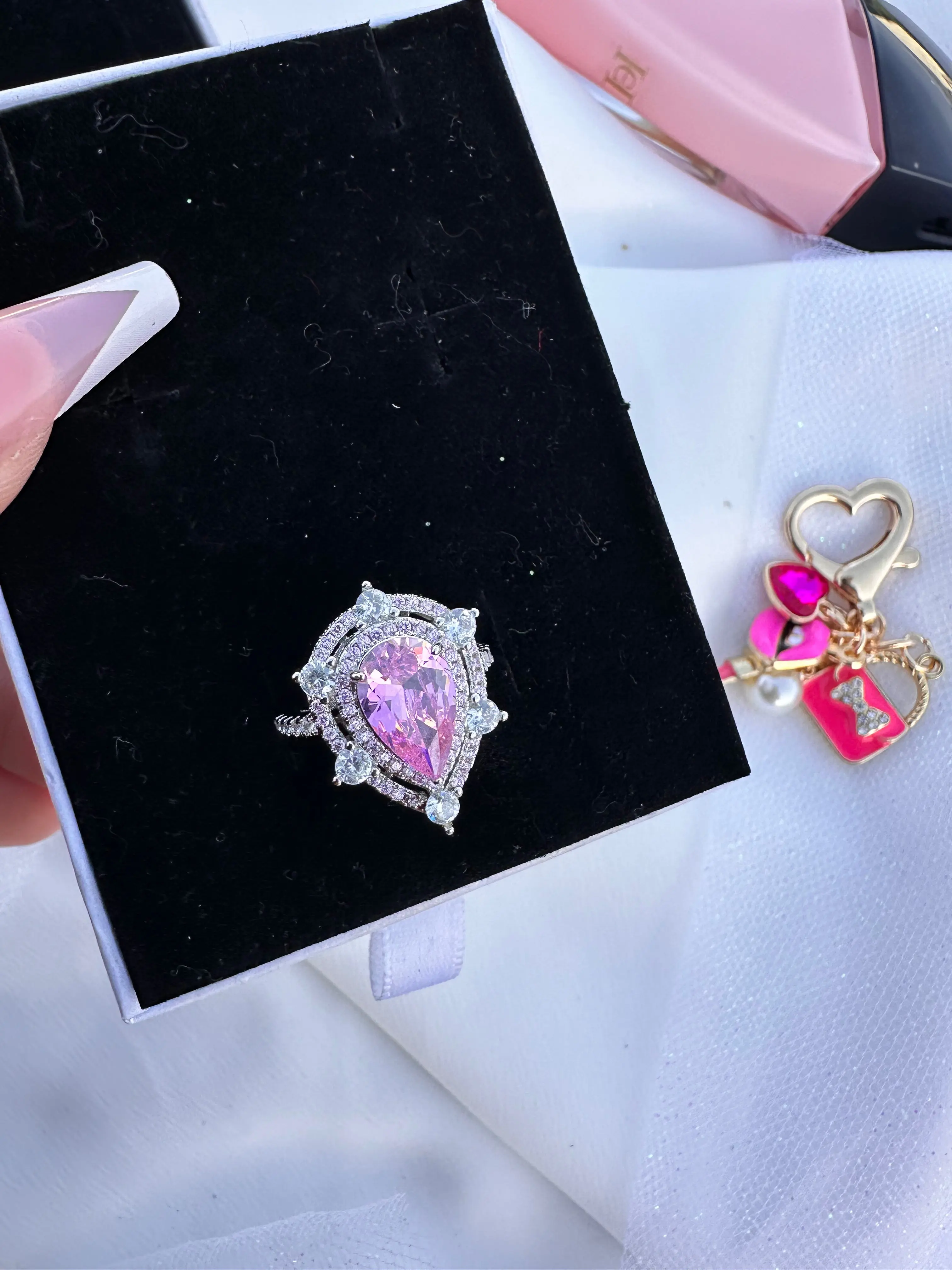 Pink Tear Drop Ring