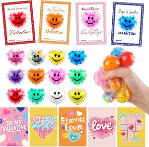 24 Pack Valentine’s Day Cards with Heart Squeeze Toys – Stress Ball Classroom Exchange Gifts for Kids, School Party Favors & Valentine Prizes