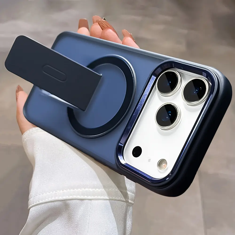 Luxury Translucent Matte Magnetic Bracket Phone Case Compatible with Iphone 17 Pro Max 16 15 14 13 12 11 Pro Max Plus Metal Camera Protection 17 Promax Cases Soft Bumper Hard Shockproof Back Cover Phone Protective Cover