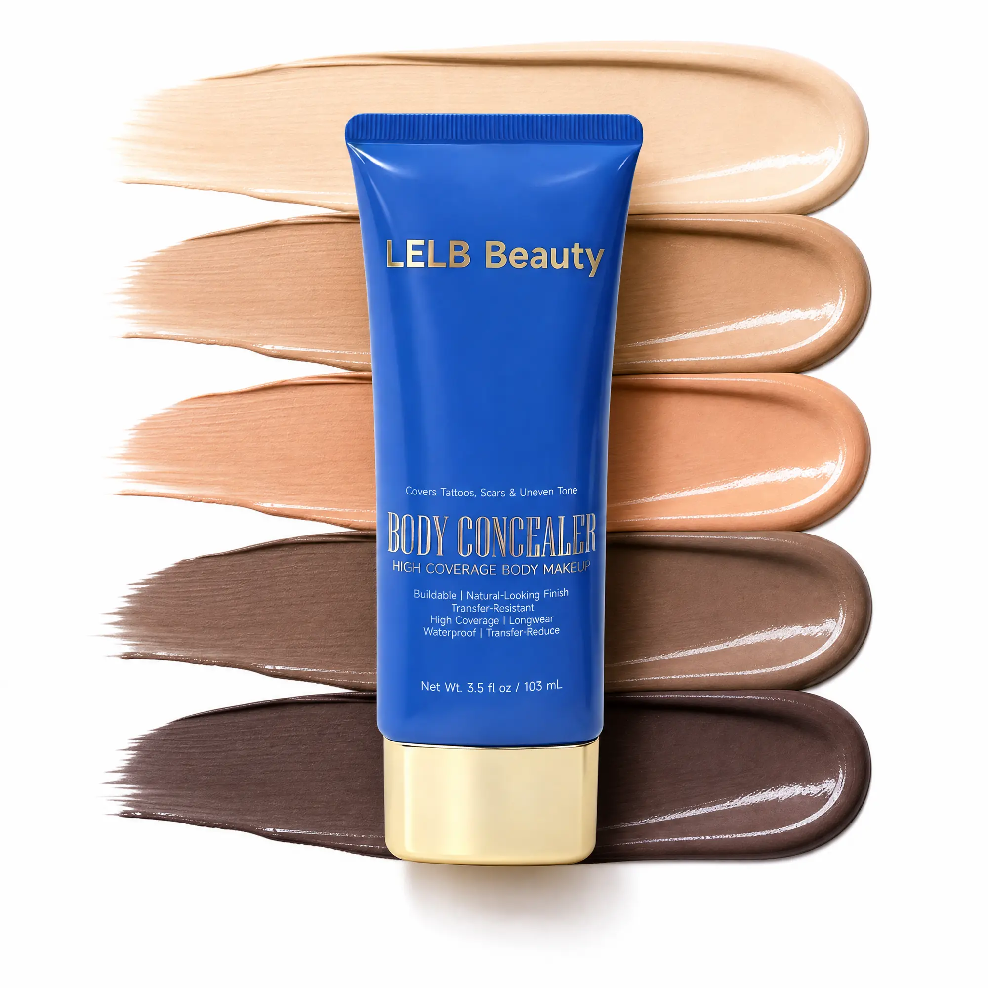 Body Concealer for Legs & Arms - Waterproof Full Coverage Makeup to Hide Scars, Spider Veins, Tattoos & Dark Spots, Transfer-Resistant Body Foundation for Flawless Skin, 3.5 fl oz / 103 mL
