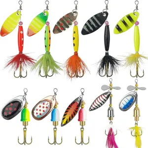 Fishing Lures Spinnerbait Kit Rooster  Tail Fishing Lures Inline Spinner Baits Bass Salmon Trout Spoon Hard Metal Spinnerbaits for Saltwater Freshwater