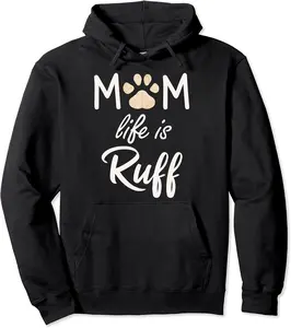 Mom Life Is Ruff Rose Gold Pawprint Pullover Hoodie - Taylorde Shop 68B07VPKR9RD