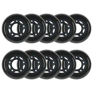 Player's Choice Roller Hockey Wheels - 5-Spoke Hub 80mm 82A Black (10-Pack)