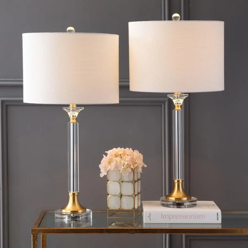 JONATHAN Y Mark Crystal-Metal LED Table Lamp - Decorative Lamp, LED Lights Bedroom, for Living Room, Bedroom, Foyer