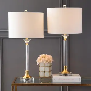 JONATHAN Y Mark Crystal/Metal LED Table Lamp , for bedroom, living room, foyer, hallways, dining room, dorms