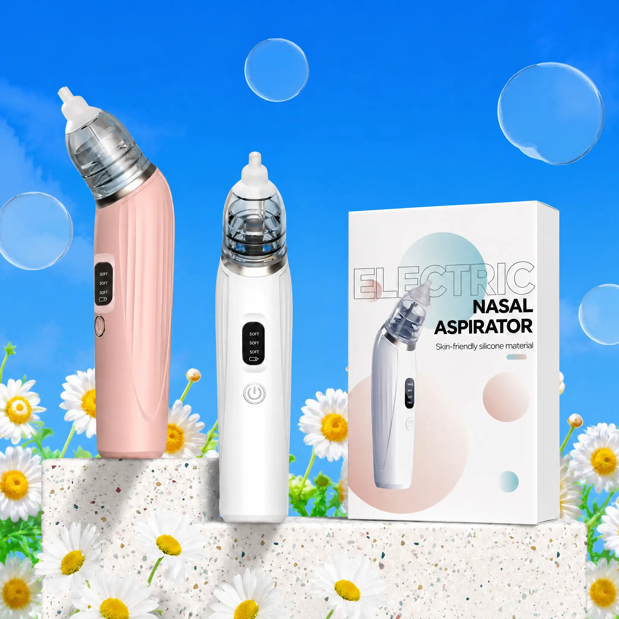 Stop Hurting Baby's Nose!Momiie Nasal Aspirator for Baby, Electric Booger Sucker for Newborns, Pain-Free Food Grade Silicone Tips, Smart 3-Speed Suction & Low Noise Snot Sucker