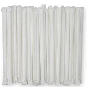 Plastic Straws Individually Wrapped 200 ct- 8-inch Drinking Straw, BPA Free - Restaurant Style Disposable Straws 0.24" Wide, Bulk Set