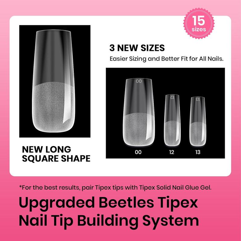 Beetles Tipex Instant Apex Nail Extension Tips Kit Almond/Coffin/Square/Oval/Stiletto/Squaoval Shape Thick Acrylic Nail Flat Nails Manicure Gel press ons Nail Art DIY Nails Art  Nail Glue Easter Nail Designs SpringVacation Nails newyearnewme valentinesday