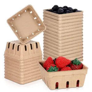 30Pcs Natural Pulp Fiber Berry Basket,Small Molded Produce Vented Basket Kitchen Supplies for Strawberry Blueberry Raspberry, Fruit Tray for Fruit Vegetable Farmer Market Grocery - Home Improvement.