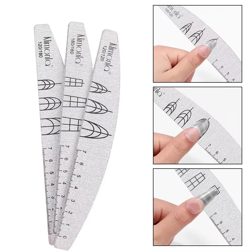 9PCS/Set With Scale Nail File Set Grey Fine Grit Nail Measuring Scale File Thin Double Sided Nail Sanding Stick Nail Art