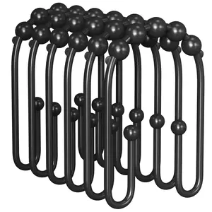 AmazerBath Shower Curtain Hooks, Metal Shower Curtain Rings Rust Proof, Double Sided Shower Curtain Hooks for Shower Curtain Liner Smooth Shower Hook Rings for Bathroom Decoration, 12 Pack