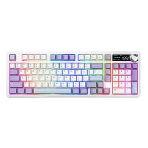 AJAZZ AK980 Mechanical Keyboard with Smart Display & Knob, 98% Wireless computer Keyboard Tri-Mode BT/2.4G/USB-C, Hot Swap, PBT Keycaps, with RGB Light for Win & Mac, Mechanical Feel