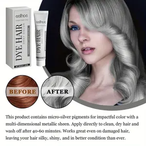 Bright Silver Gray Hair Dye - Hair Dye - Natural, long-lasting, and hair-friendly, easy to apply and wash out, rich in moisturizing ingredients, smooth and non-drying, vibrant hair dye,