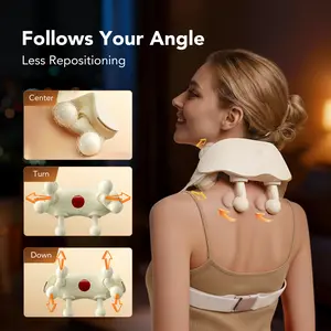 SKG Wireless Neck Massager with 3D Kneading, Red Light & Heat – 6 Modes Massage for Deep Tissue Pain Relief – Ergonomic Fit, – Ideal for Office, Home Use
