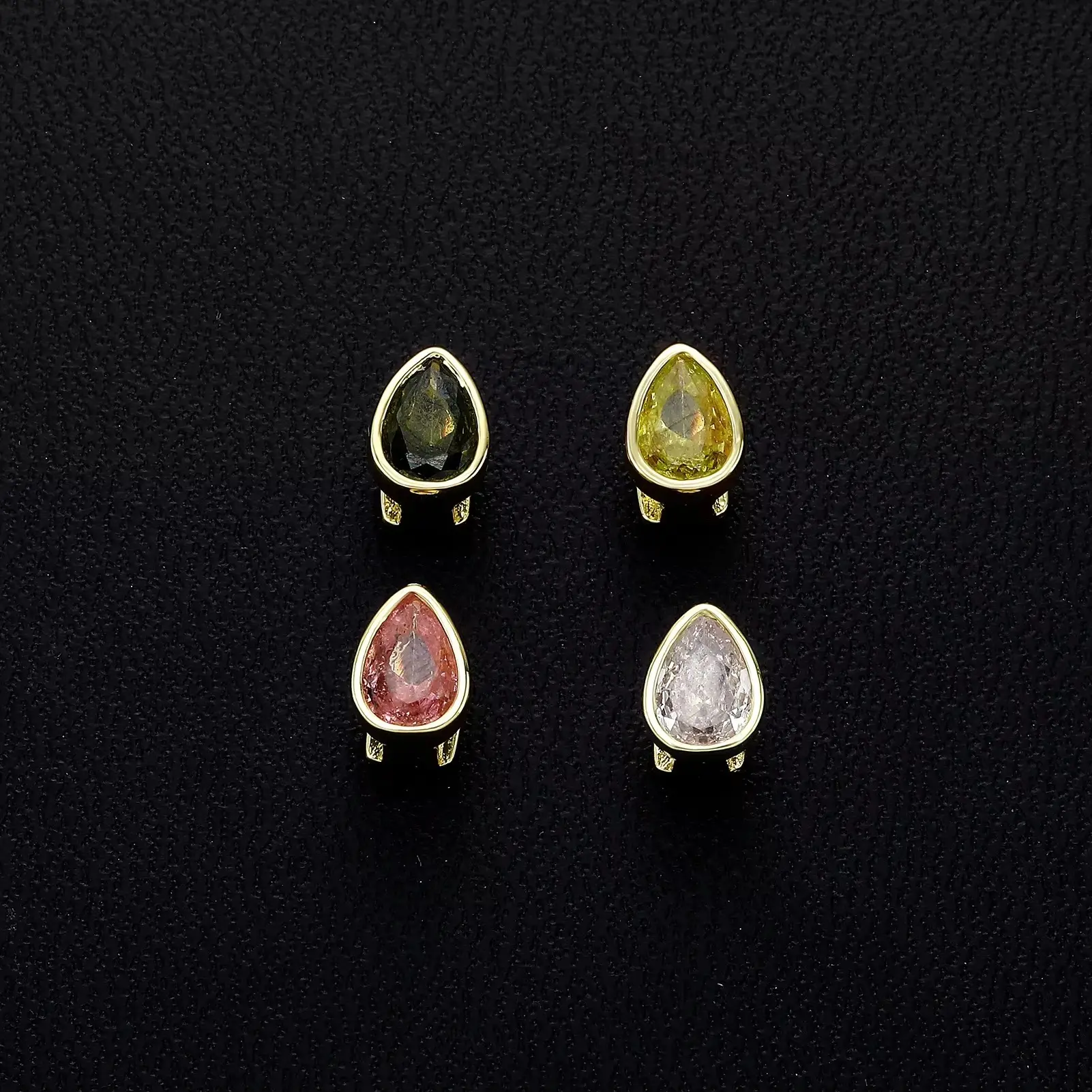 Single Teardrop Shape Colors Zircon Teeth Grillz Vintage Hip Hop Tooth Caps For Women Men Bling Jewelry Dental Grills