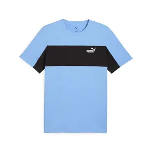 PUMA Mens Essentials Block Tee Crew Neck Short Sleeve Casual Tops Casual - Blue