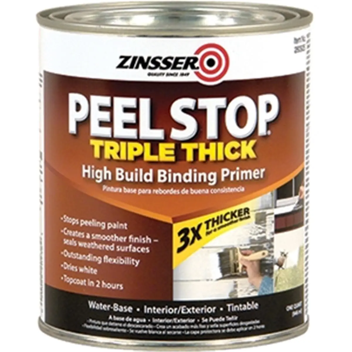 212 MAIN Zinsser 260925 1 Qt Acrylic Base Peel Stop Paint - High Build, 3x Thicker, Prevents Cracking on Weathered Automotive & Motorcycle Surfaces, Three Times Thicker