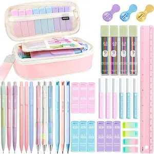 Mechanical Pencil Set with  Pencil Case,12X Pastel Mechanical Pencil 0.5mm-2.0mm with 564X HB+36X Color Leads for Writing, Drafting, Drawing, Sketching Ideal College Study Essentials