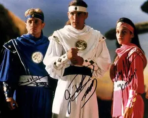 Jason David Frank, Amy Jo Johnson, David Yost Mighty Morphin Power Rangers Reprint (RP), Preprint (PP) Signed Autograph Autographed Photo Photograph Print (8 x 10 inches)