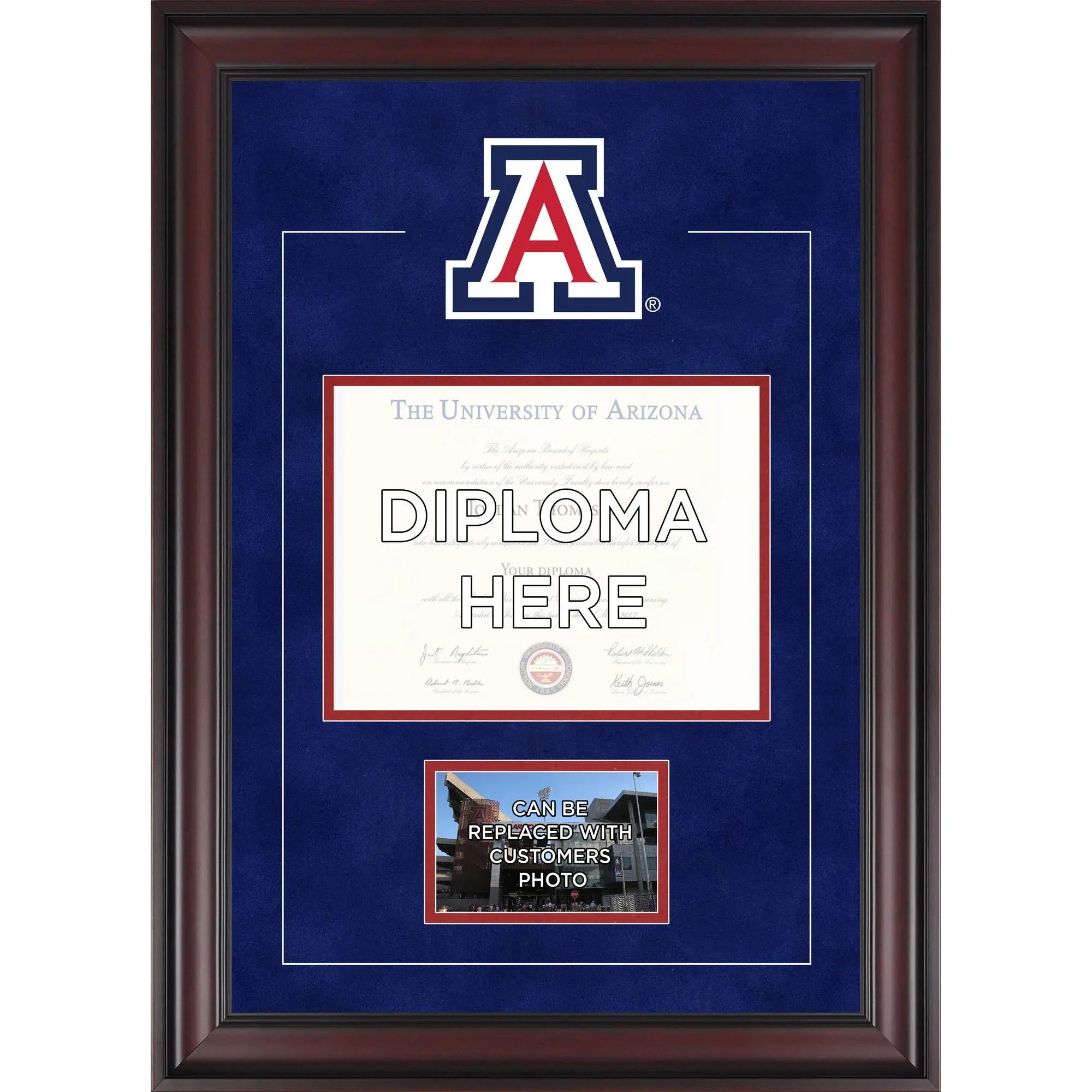 Arizona Wildcats Deluxe 8.5" x 11" Diploma Frame with Team Logo - Insert Your Own 4" x 6" Photograph - Fanatics Authentic Certified