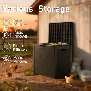 75 Gallon Weatherproof Outdoor Deck Storage Box with Lockable Lid Heavy Duty Plastic Patio Organizer for Garden Tools & Pool Accessories