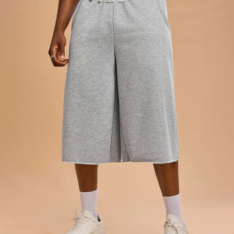 【100% Polyester】DealsForYouDays Sweat Shorts Hip Hop Solid Below Knee Loose Basketball Athletic Shorts with Pockets