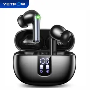 YETPOW Chargeable Bluetooth 5.3 Earbuds, 48H Playback, LED Display Charging Case, Built-in Mic, IP7 Waterproof Stereo Audio, Noise Cancellation Electronic Headphones for iPhone Android Sports