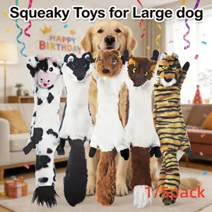 Dog Squeaky Toys 1/5 Pack, Pet Toys Crinkle Dog Toy No Stuffing Animals Dog Plush Toy Dog Chew Toy for Large Dogs And Medium Dogs Squeaky Doggie Toys 1/5 PACK for LARGE DOGS Multi-colored