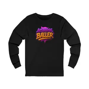 AccidentalBaller Logo Long Sleeve Shirt - Vintage Streetwear Style, Bold Graphic Tee Cotton Menswear