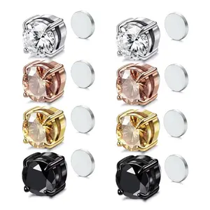 Men Women Stainless Steel Magnetic Stud Earrings Non-Piercing Clip on E42