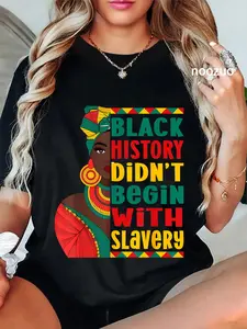 100% Cotton Black History Shirts for Women Black Queen Afro Queen T-Shirt