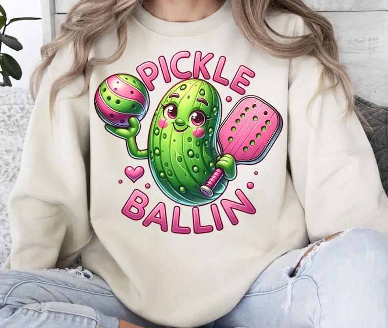 Pickle Ballin Sweatshirt, Sweatshirt Design, Cute Funny Pickleball Sweatshirt, Sport Sweatshirt, Trendy Sweatshirt